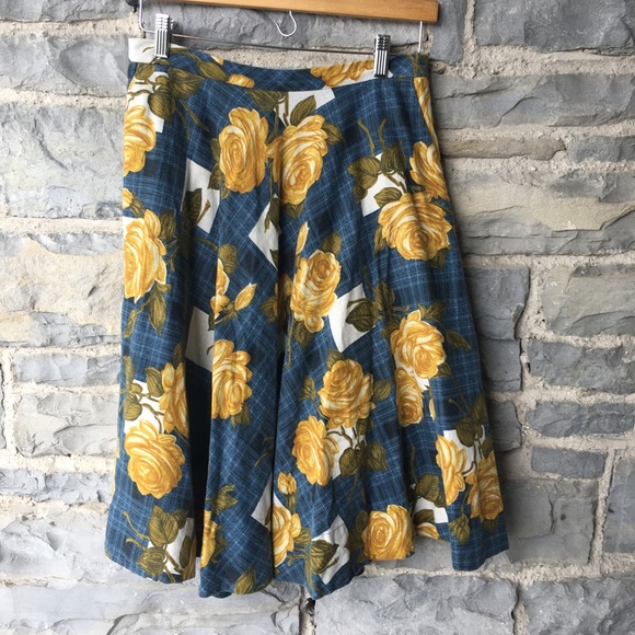Odille Floral Mid-Length Linen Blend Skirt - Picture 5 of 9